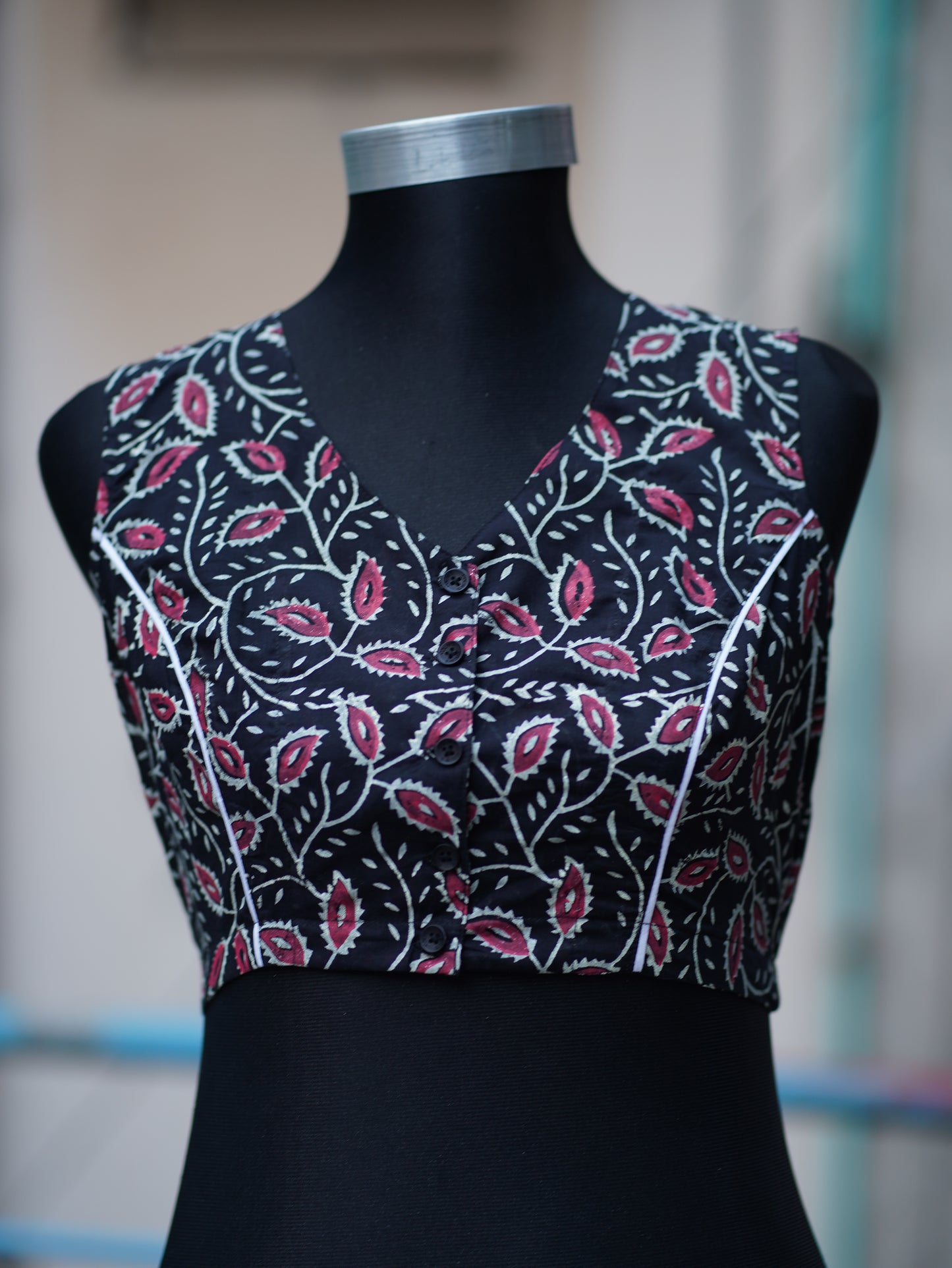 Block Printed Sleeveless Blouse
