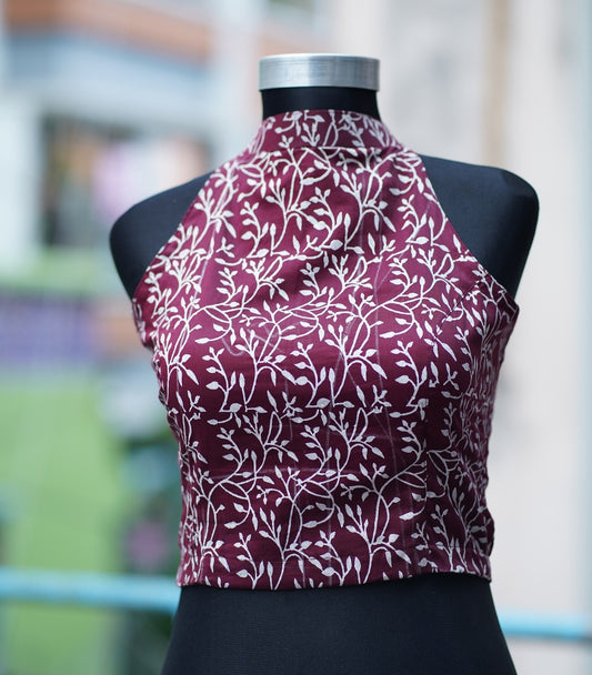 Hand Block Printed Halter Neck Blouse