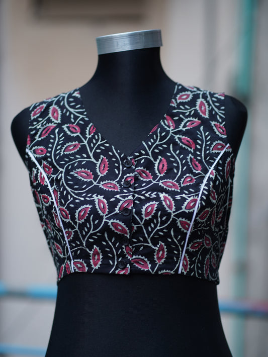 Block Printed Sleeveless Blouse