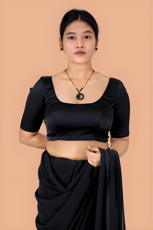 Black Elbow Sleeve Blouse