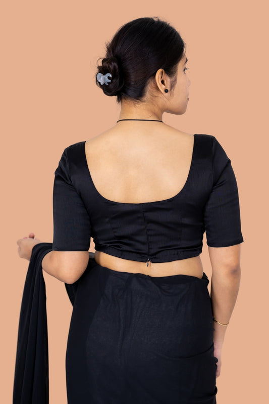 Black Elbow Sleeve Blouse